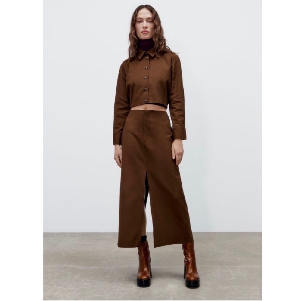 ISO Zara Slit Brown Pencil Skirt
